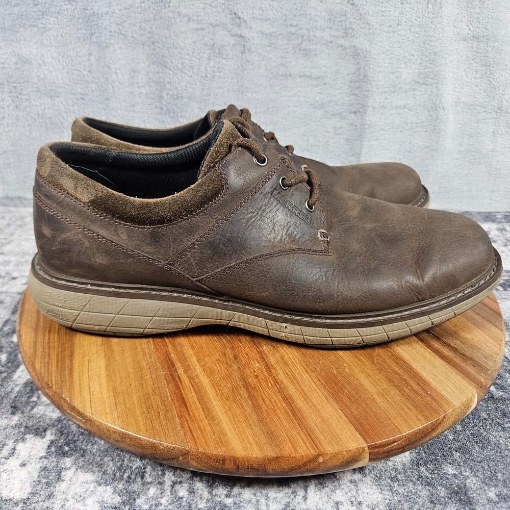 Merrell World Vue Oxford Men's Size 10 Wide Brown Leather Casual Comfort Shoes